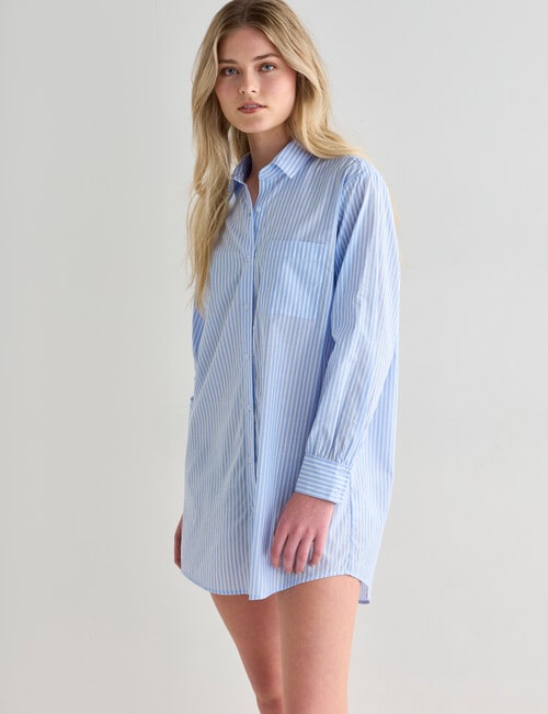 Mineral Sleep Stripe Nightshirt, Blue product photo