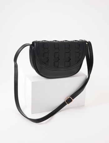 Whistle Accessories Woven Saddle Crossbody Bag, Black product photo