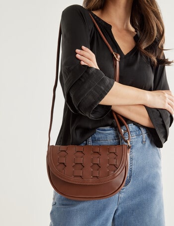 Whistle Accessories Woven Saddle Crossbody Bag, Brown product photo