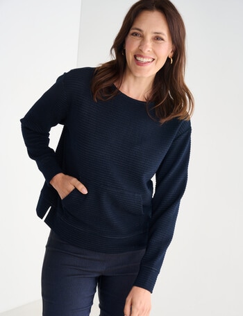 Ella J Textured Pocket Top, Navy product photo