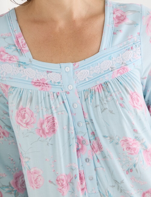 Ruby & Bloom 3/4 Sleeve Pintuck Nightie, Pale Blue Rose product photo View 03 L