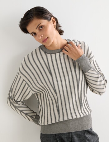 Jigsaw Amore Stripe Sweater, Grey product photo