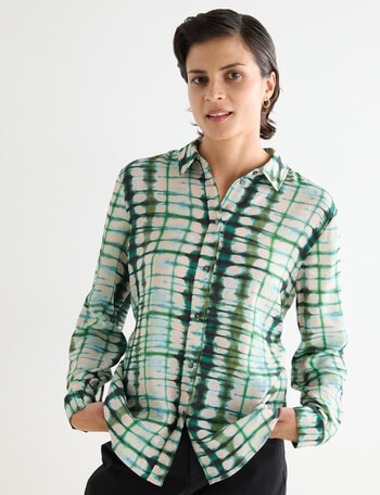 Jigsaw Malta Long Sleeve Shirt, Green Print product photo