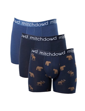 Mitch Dowd Bear Moose Bamboo-Blend Mid Comfort Trunk, 3-Pack, Navy & Black product photo
