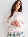 Mineral Sleep Soft Lounge Drawstring Top, Oatmeal product photo