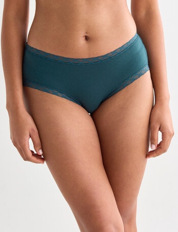 Lyric Lisa Cotton Lace Trim Boyleg Brief, Emerald, 8-18 product photo