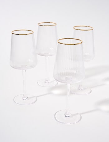 CinCin Kingston Wine Glass, Gold Rim, Set Of 4 product photo