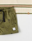 Teeny Weeny Henley Tee & Woven Shorts Set, 2-Piece, Beige & Green product photo View 03 S