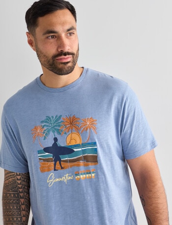 Logan Surf Short Sleeve Tee, Denim Blue product photo