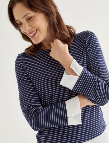 Ella J Two-in-One Top, Navy Stripe product photo