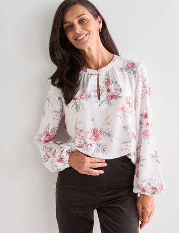 Ella J Round Neck Printed Top, Vintage Print product photo