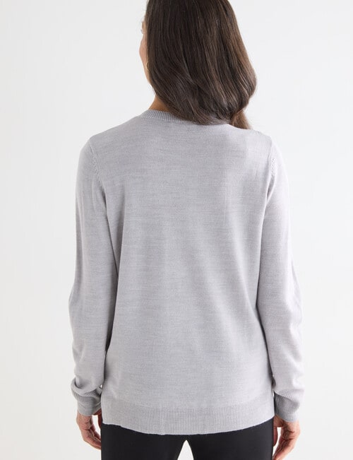 Ella J Sparkly Star Crewneck Jumper, Grey Marle product photo View 02 L