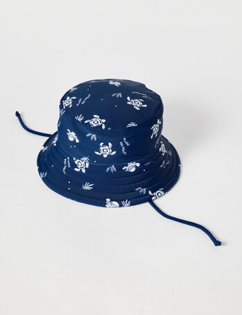 Teeny Weeny Turtle Reversible Bucket Swim Hat, Navy product photo