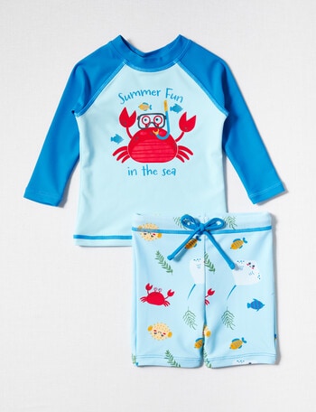 Teeny Weeny Summer Fun in the Sea Long-Sleeve Rash Set, Blue product photo