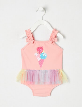 Teeny Weeny Ice Cream Tutu Swimsuit, 1-Piece, Peach product photo