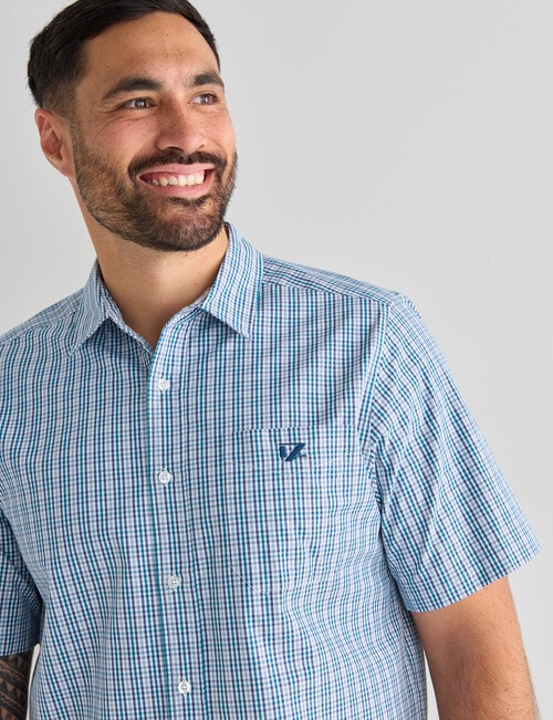 Line 7 Walter Short Sleeve Shirt, Teal product photo