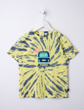 Mac & Ellie Dino Tie Dye Short Sleeve Tee, Yellow product photo