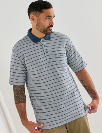 Logan Finwhale Short Sleeve Polo Shirt, Denim product photo