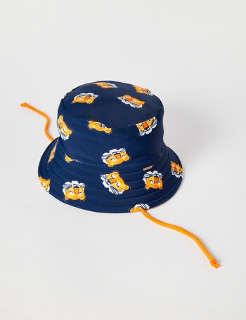 Teeny Weeny Tiger Reversible Bucket Swim Hat, Navy & Orange product photo