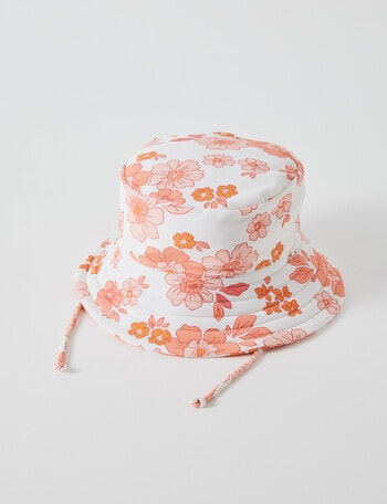 Teeny Weeny Flower Reversible Bucket Swim Hat, Pink product photo