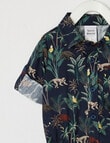 Teeny Weeny All Dressed Up Jungle Woven Bodysuit, Navy product photo View 03 S