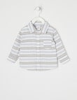 Teeny Weeny All Dressed Up Stripe Woven Short-Sleeve Shirt, Neutral product photo