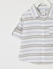 Teeny Weeny All Dressed Up Stripe Woven Short-Sleeve Shirt, Neutral product photo View 03 S