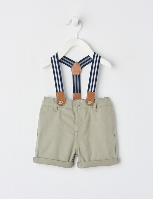 Teeny Weeny All Dressed Up Shorts with Braces, Olive product photo