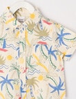 Teeny Weeny Tropical Linen Blend Short-Sleeve Woven Shirt, Cream product photo View 02 S