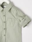 Teeny Weeny Linen Blend Long-Sleeve Woven Shirt, Olive product photo View 02 S