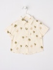 Teeny Weeny Palm Tree Linen Blend Long-Sleeve Woven Shirt, Cream product photo