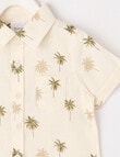 Teeny Weeny Palm Tree Linen Blend Long-Sleeve Woven Shirt, Cream product photo View 02 S