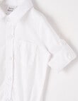 Teeny Weeny Linen Blend Long-Sleeve Woven Bodysuit Shirt, white product photo View 02 S