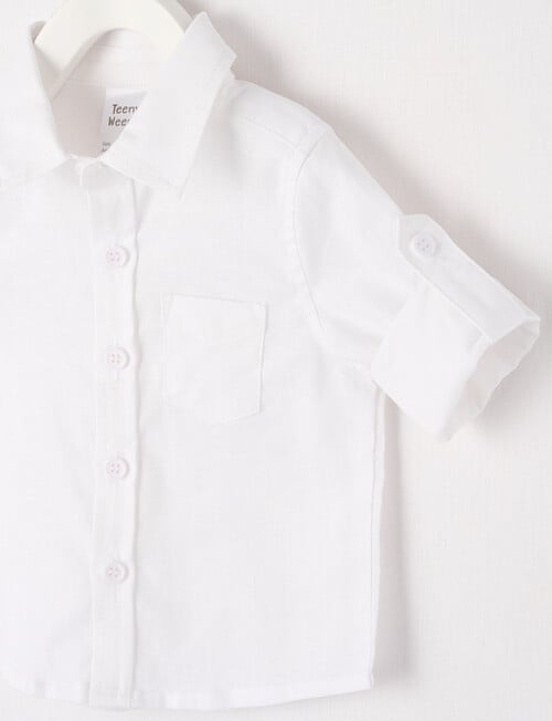 Teeny Weeny Linen Blend Long-Sleeve Woven Shirt, White product photo View 02 L