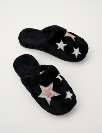 Lyric Embroidered Star Scuffs, Black product photo
