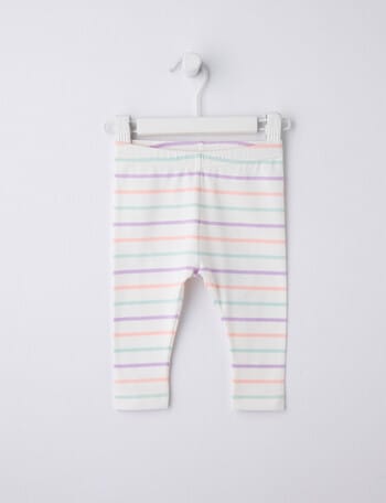 Teeny Weeny Candy Stripe Leggings, White product photo