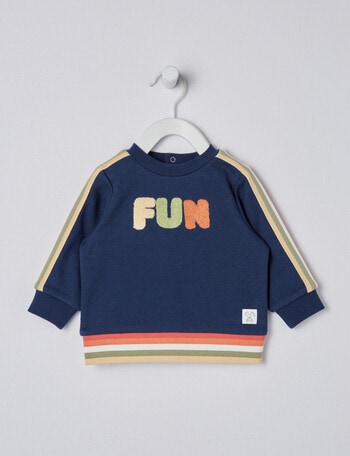 Teeny Weeny Terry Long-Sleeve Fun Sweatshirt, Denim Blue product photo