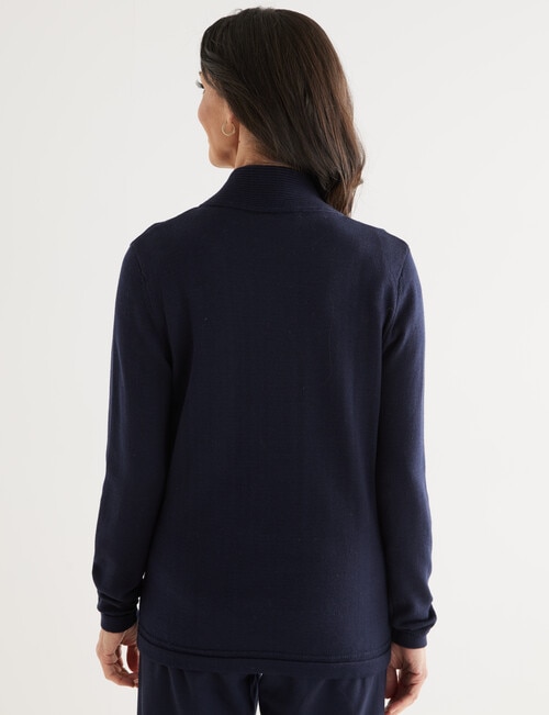 Ella J Textured Zip Cardigan, Navy product photo View 02 L