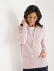 Ella J Textured Zip Cardigan, Pale Pink product photo