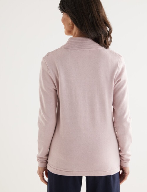 Ella J Textured Zip Cardigan, Pale Pink product photo View 02 L