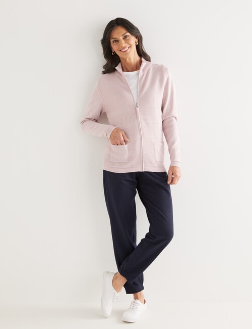 Ella J Textured Zip Cardigan, Pale Pink product photo View 03 L