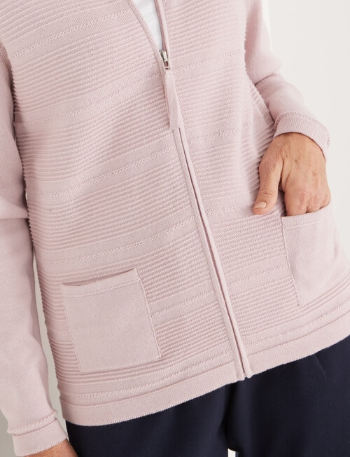 Ella J Textured Zip Cardigan, Pale Pink product photo View 04 L