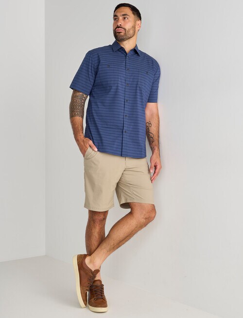 Kauri Trail Base Stretch Short Sleeve Shirt, Denim Blue product photo View 03 L