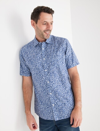 Chisel Mini Leaf Short Sleeve Shirt, Blue product photo