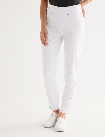 Ella J 7/8th Pull-On Jeans, White product photo