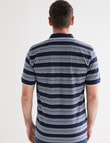 Chisel Stripe Pique Short Sleeve Polo, Navy product photo View 02 S