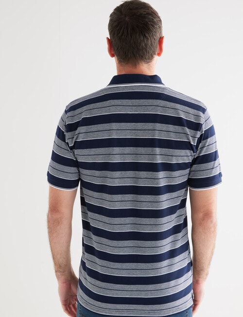 Chisel Stripe Pique Short Sleeve Polo, Navy product photo View 02 L