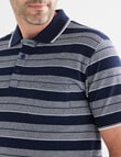 Chisel Stripe Pique Short Sleeve Polo, Navy product photo View 04 S