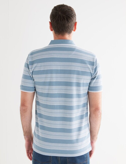 Chisel Stripe Pique Short Sleeve Polo, Teal product photo View 02 L