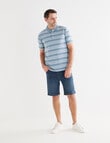 Chisel Stripe Pique Short Sleeve Polo, Teal product photo View 03 S